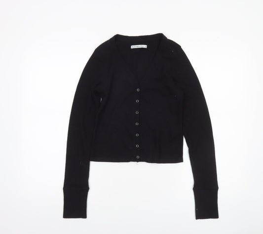 Womens UK Size S Abercrombie & Fitch Black Polyester Blend Button-Up