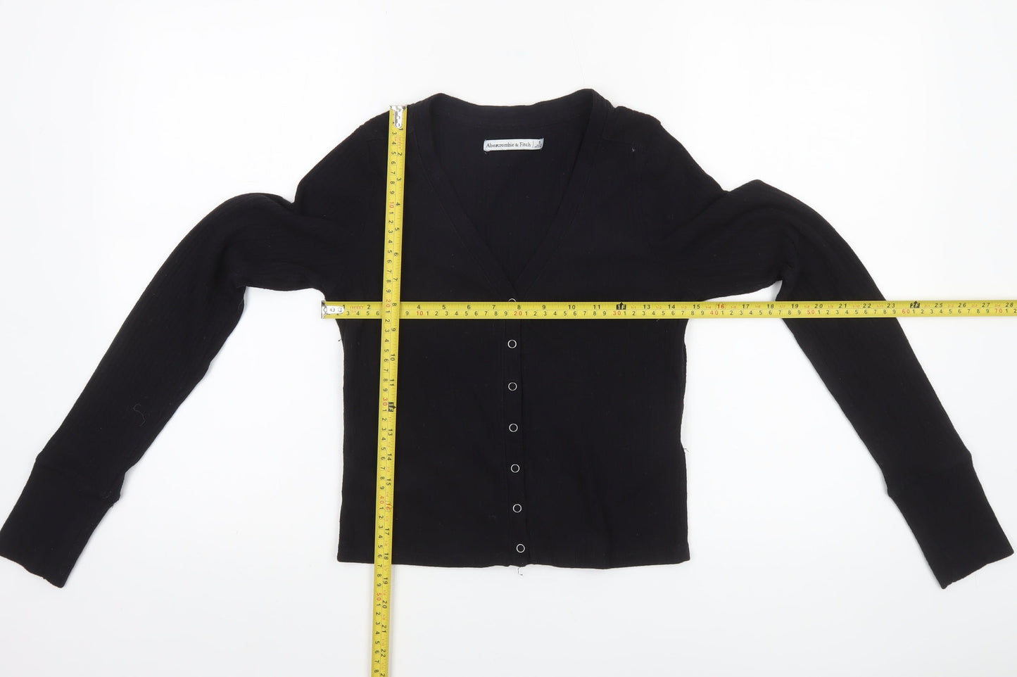 Womens UK Size S Abercrombie & Fitch Black Polyester Blend Button-Up