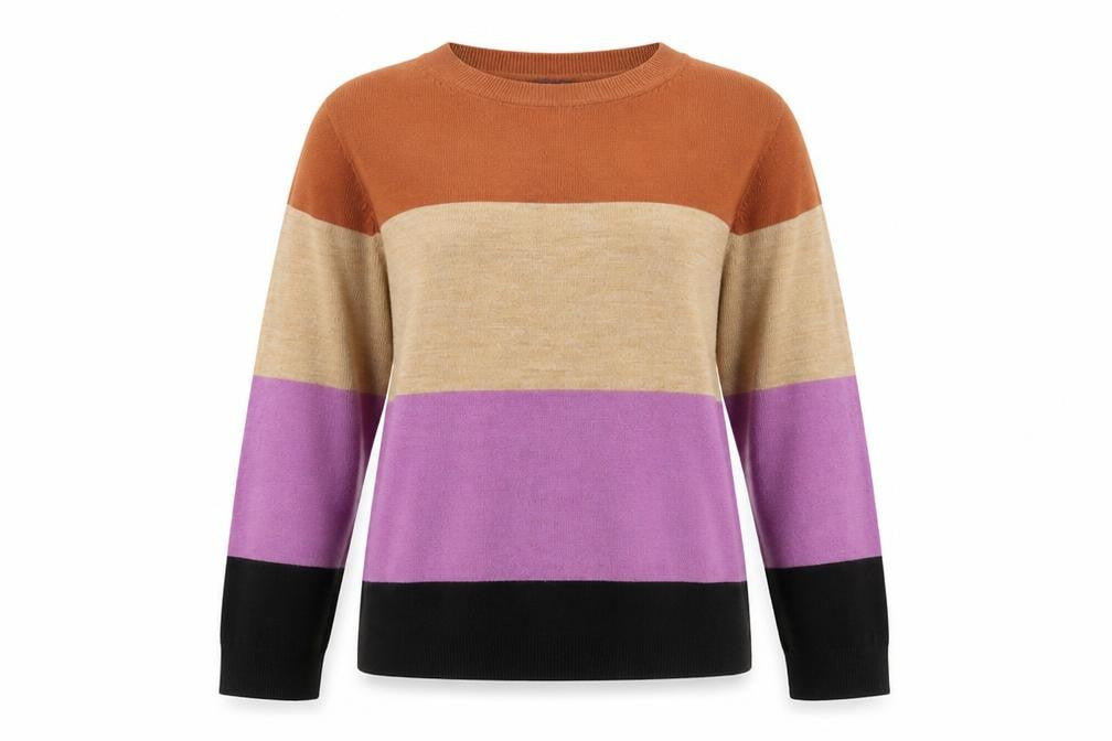 Marks and Spencer Women's Multicoloured Stripe Crew Neck Jumper Size 8
