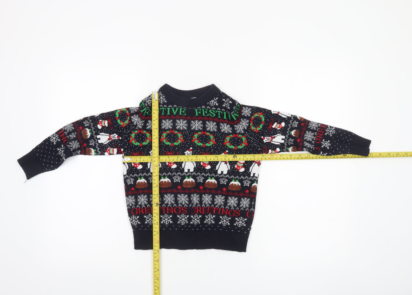 Lily & Dan Boys Navy Christmas Jumper 7-8 Years Cotton Festive Sweater