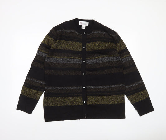 Milano Design Group Women's Black L Striped Glitter Cardigan