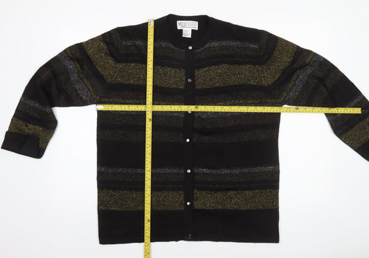 Milano Design Group Women's Black L Striped Glitter Cardigan