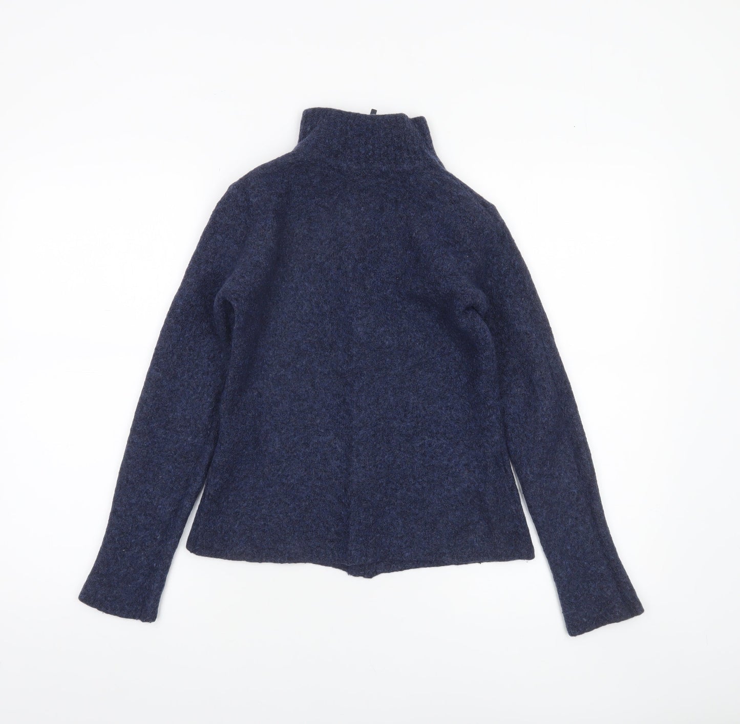 Laura Ashley Women’s Blue Wool Full Zip High Neck Petite Jumper S