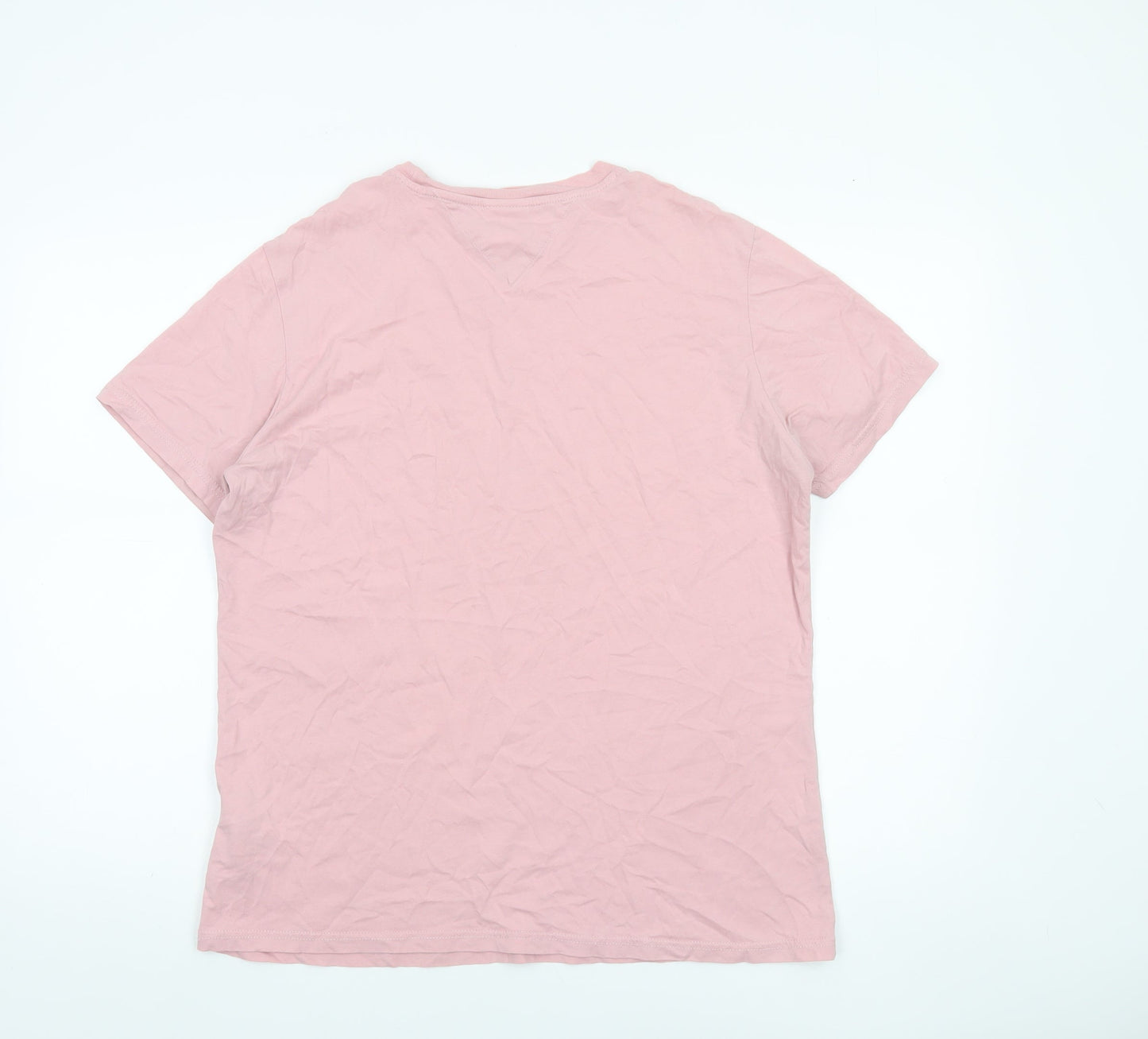 Tommy Jeans Women's Pink Cotton Logo T-Shirt Size L