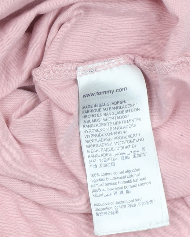 Tommy Jeans Women's Pink Cotton Logo T-Shirt Size L