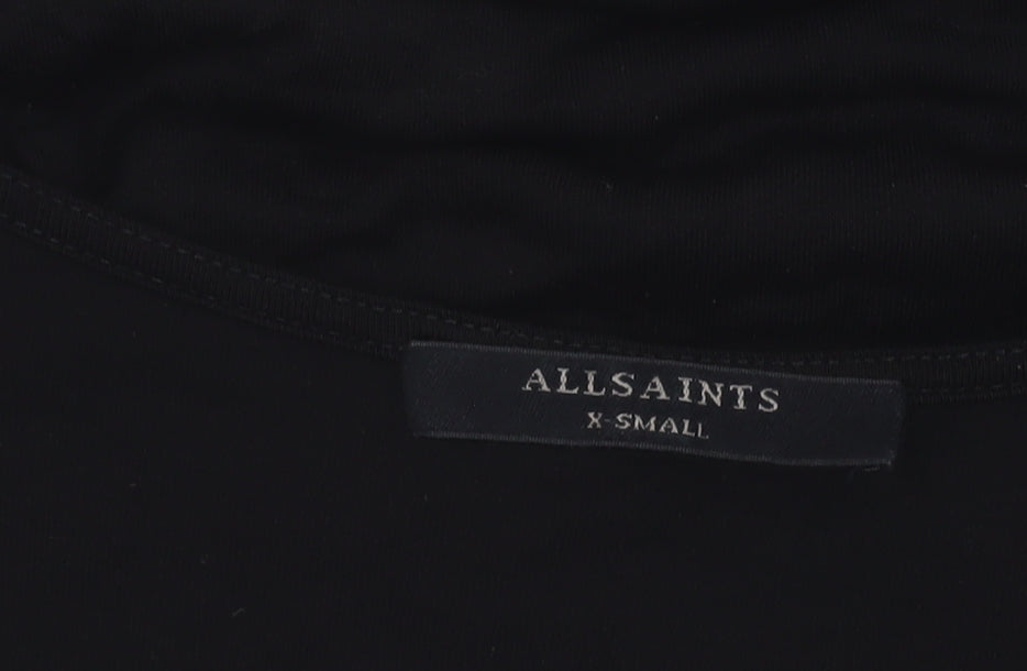 AllSaints Women's Black XS Asymmetric Knee Length Viscose Dress