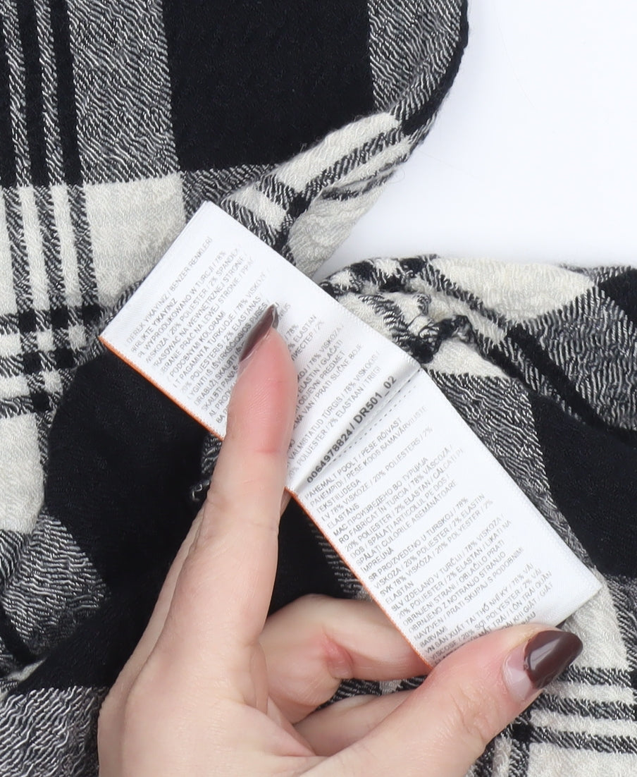 Superdry Women's Black Check Shift Dress Size 14 Long Sleeve Casual