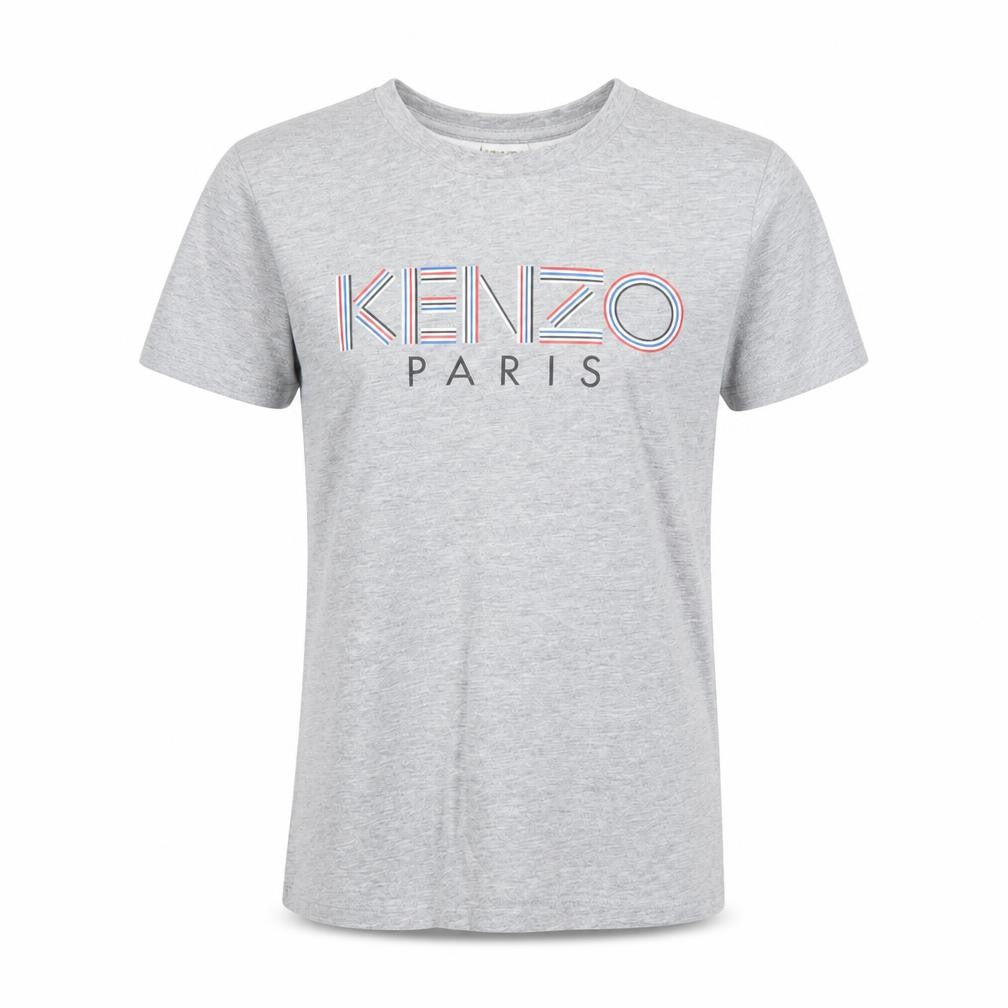 Front view of Kenzo girls’ grey logo t-shirt 12 years lightweight cotton top