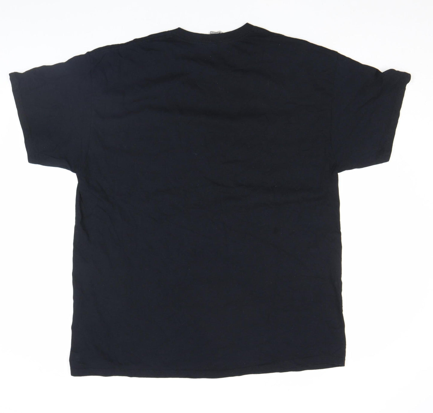 Gildan Men's Black Heavy Cotton T-Shirt Flag Graphic Print Size L