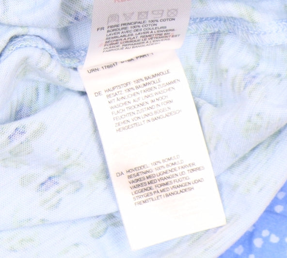 White Stuff Women's Blue Floral Cotton 3/4 Sleeve T-Shirt UK 12