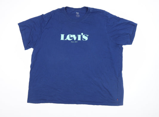 Levi's Men's Blue 3XL Relaxed Fit Graphic Logo Cotton T-Shirt