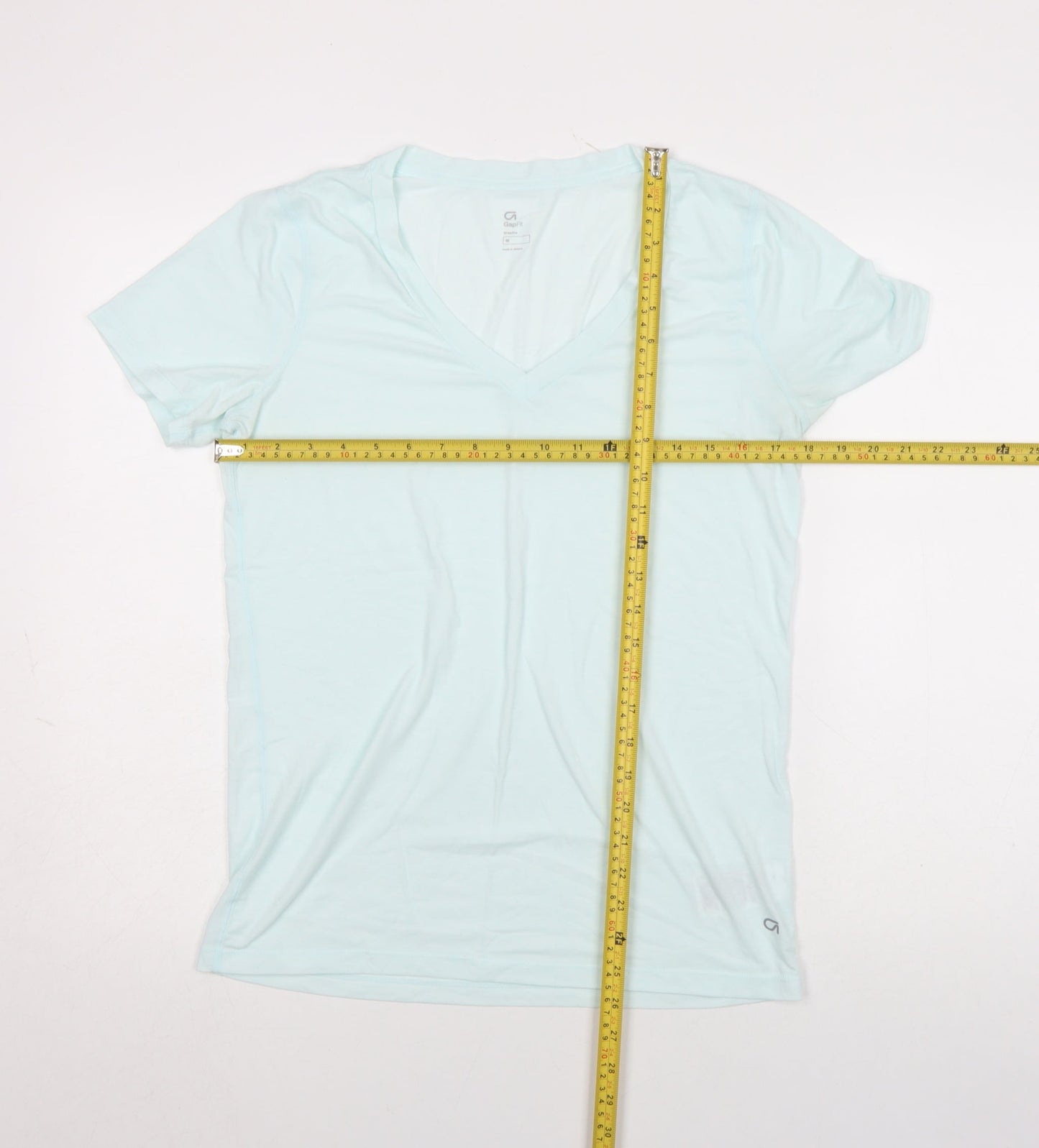 GapFit Women Blue V-Neck Short Sleeve Basic T-Shirt M Regular