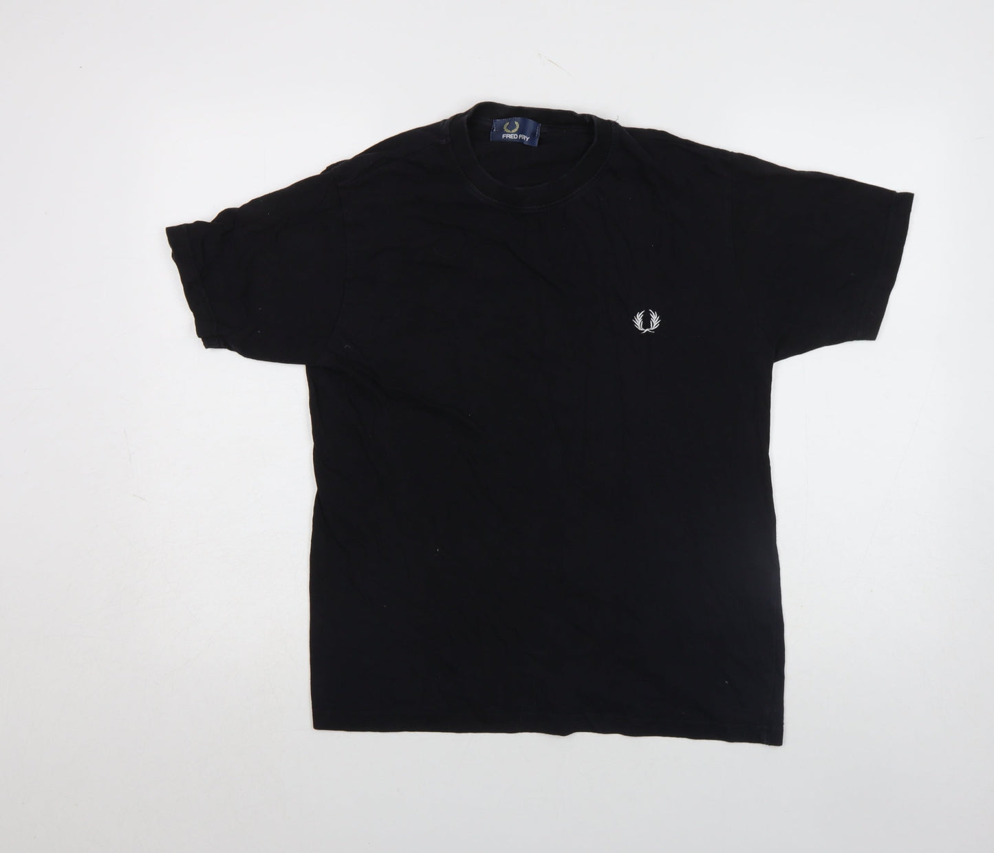 Fred Perry Men's Black Cotton Crew Neck Regular Fit T-Shirt M