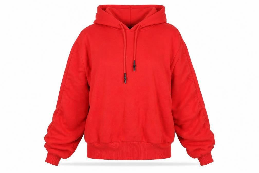 Zara Women Red Pullover Hoodie Cotton Medium Relaxed Fit