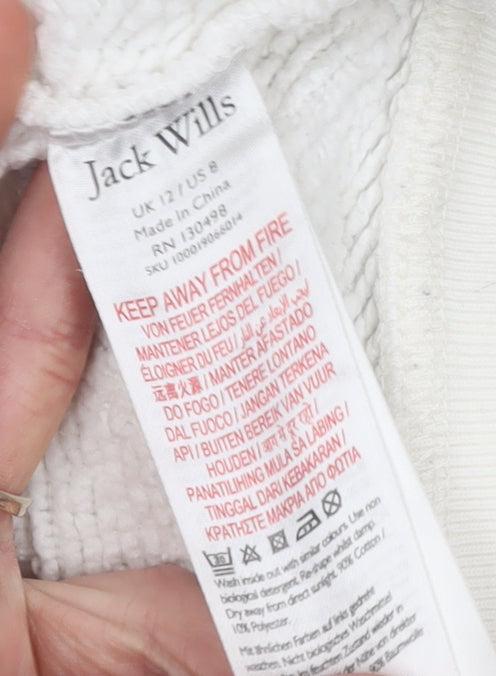 Womens UK 12 Regular Jack Wills White Pullover Hoodie