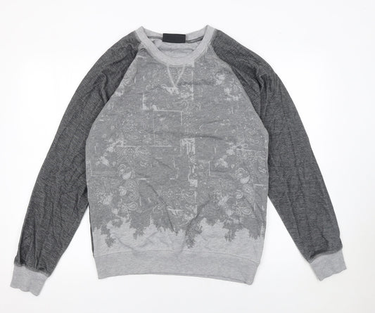 Damned Delux Men’s Grey Graphic Print Pullover Sweatshirt M