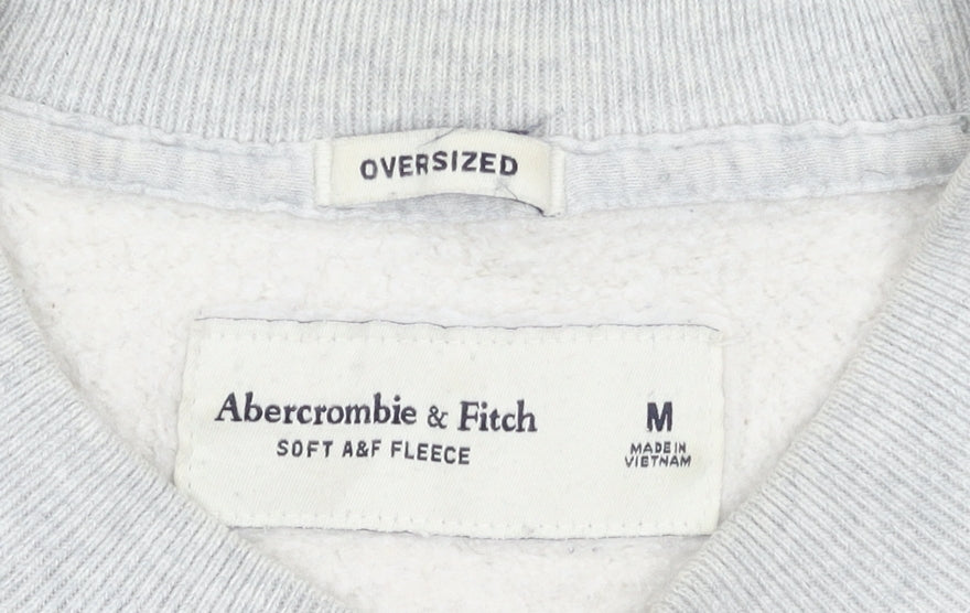 Womens UK M Oversized Abercrombie & Fitch Grey Pullover Sweatshirt