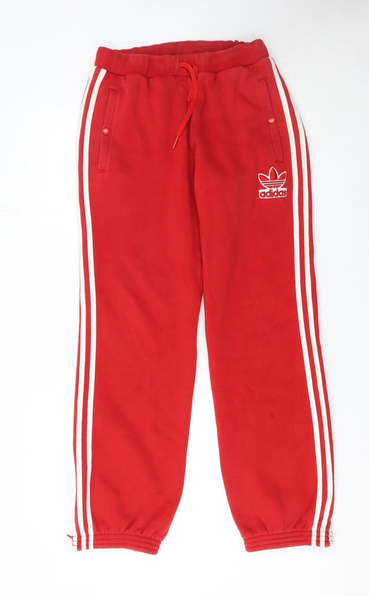 Adidas Men's Red Jogger Sweatpants Small Logo Striped Track Trousers