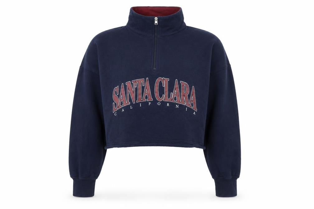 Hollister Women Navy Blue Santa Clara 1/4 Zip Pullover Sweatshirt S