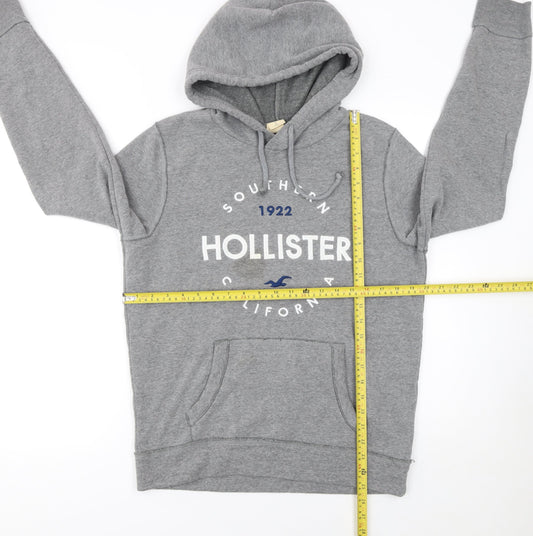 Hollister Men's Grey Pullover Hoodie Size S Embroidered Logo