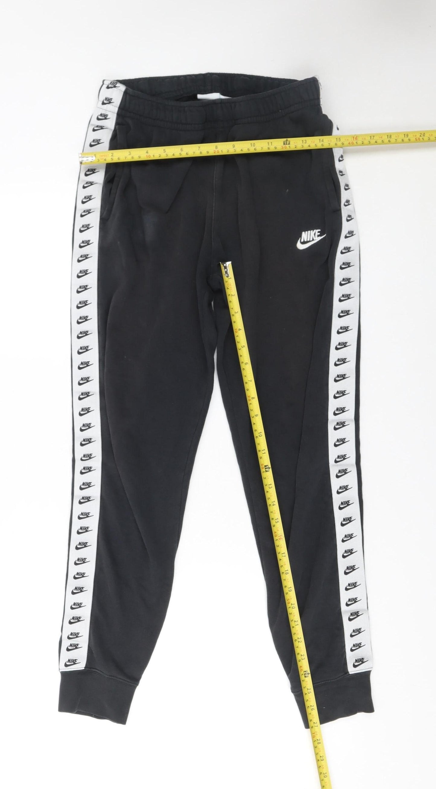 Nike Men's Black Jogger Sweatpants Small Logo Taped Track Trousers