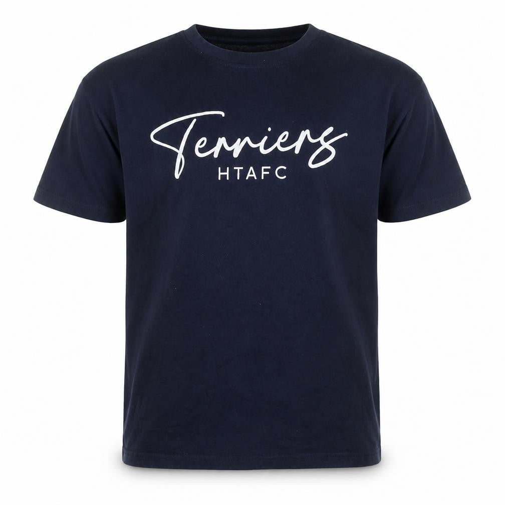 Front view of Huddersfield Town boys’ blue 11-12 yrs cotton football t-shirt