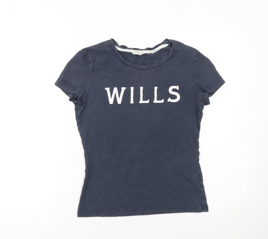 Womens UK Size 6 Jack Wills Blue 100% Cotton T-Shirt