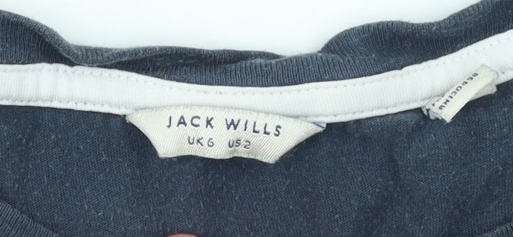 Womens UK Size 6 Jack Wills Blue 100% Cotton T-Shirt