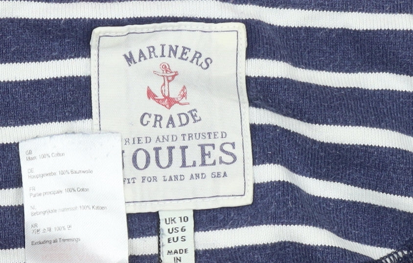 Womens UK Size 10 Joules Blue 100% Cotton T-Shirt