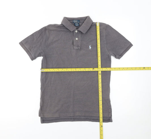 Ralph Lauren Boys Grey Cotton Short Sleeve Polo Shirt Size 10-12 Years