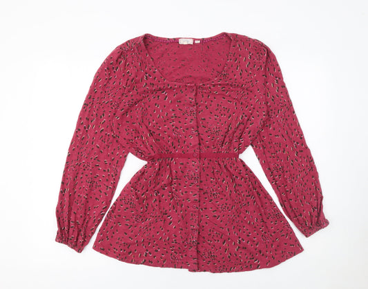Womens UK Size 12 Fat Face Red Cotton Blouse