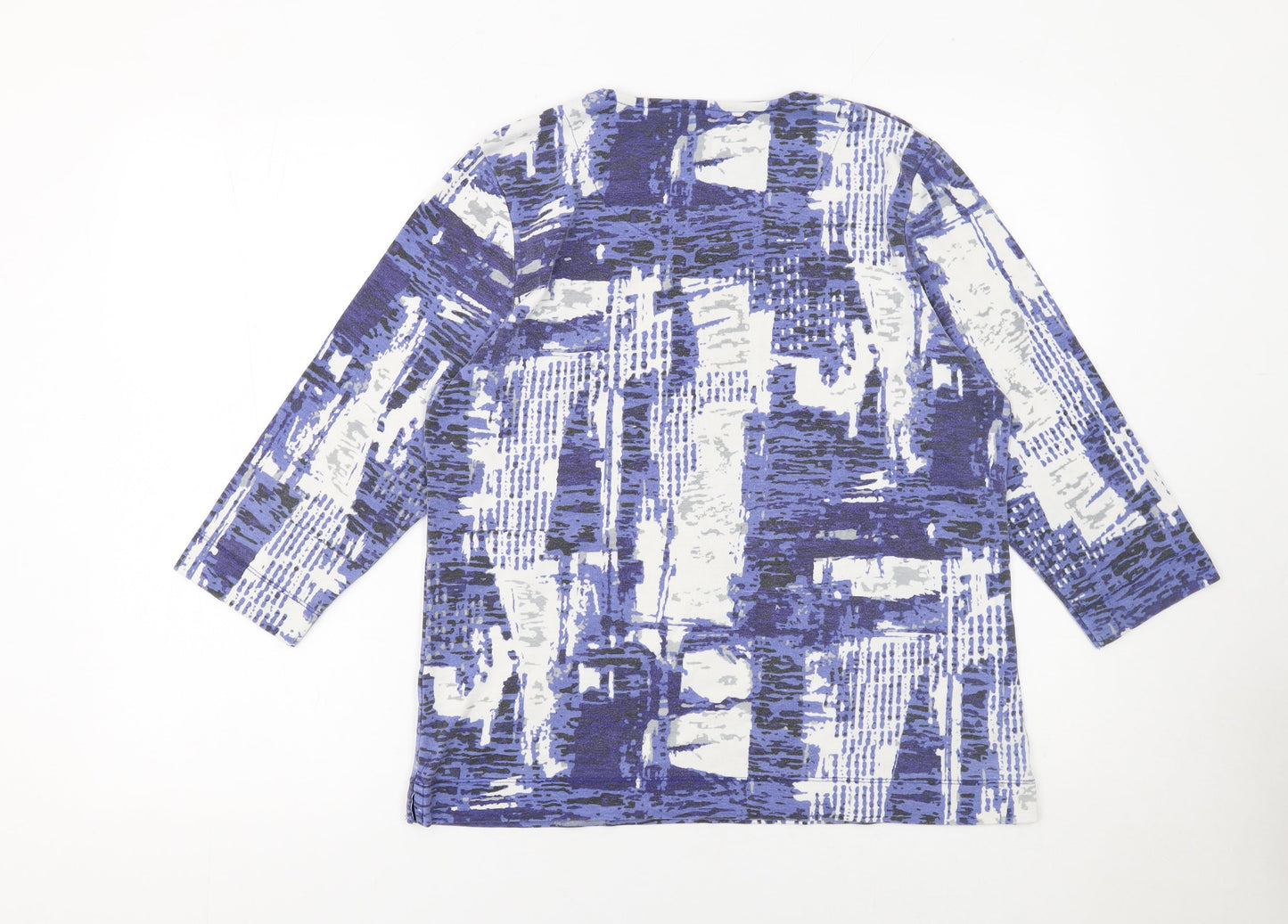 TIGI Women's Blue Geometric 3/4 Sleeve Cotton T-Shirt Size 14/16