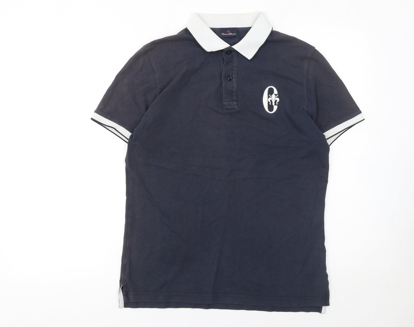 Conte of Florence Men's Blue Cotton Polo Shirt Size M
