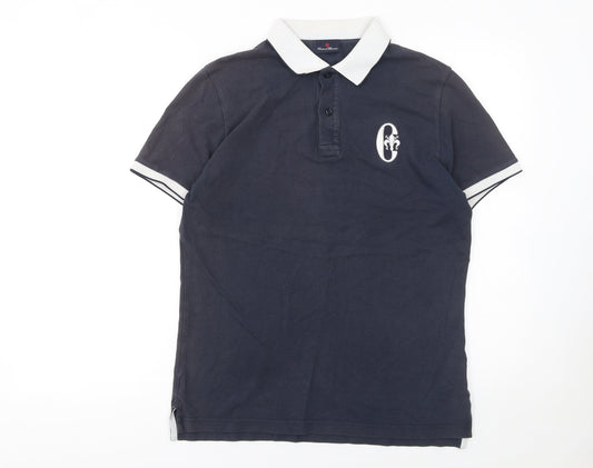 Conte of Florence Men's Blue Cotton Polo Shirt Size M