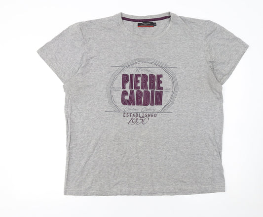 Pierre Cardin Men’s Grey 2XL Graphic Print Crew Neck T-Shirt