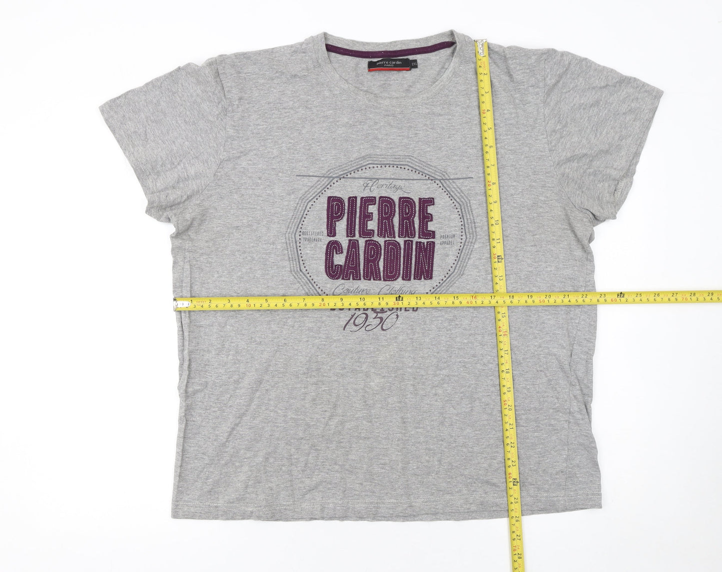 Pierre Cardin Men’s Grey 2XL Graphic Print Crew Neck T-Shirt