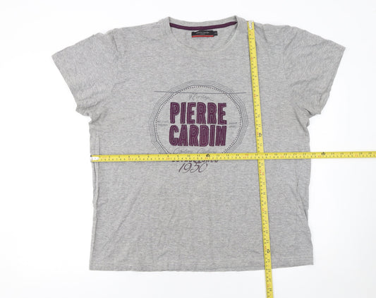 Pierre Cardin Men’s Grey 2XL Graphic Print Crew Neck T-Shirt