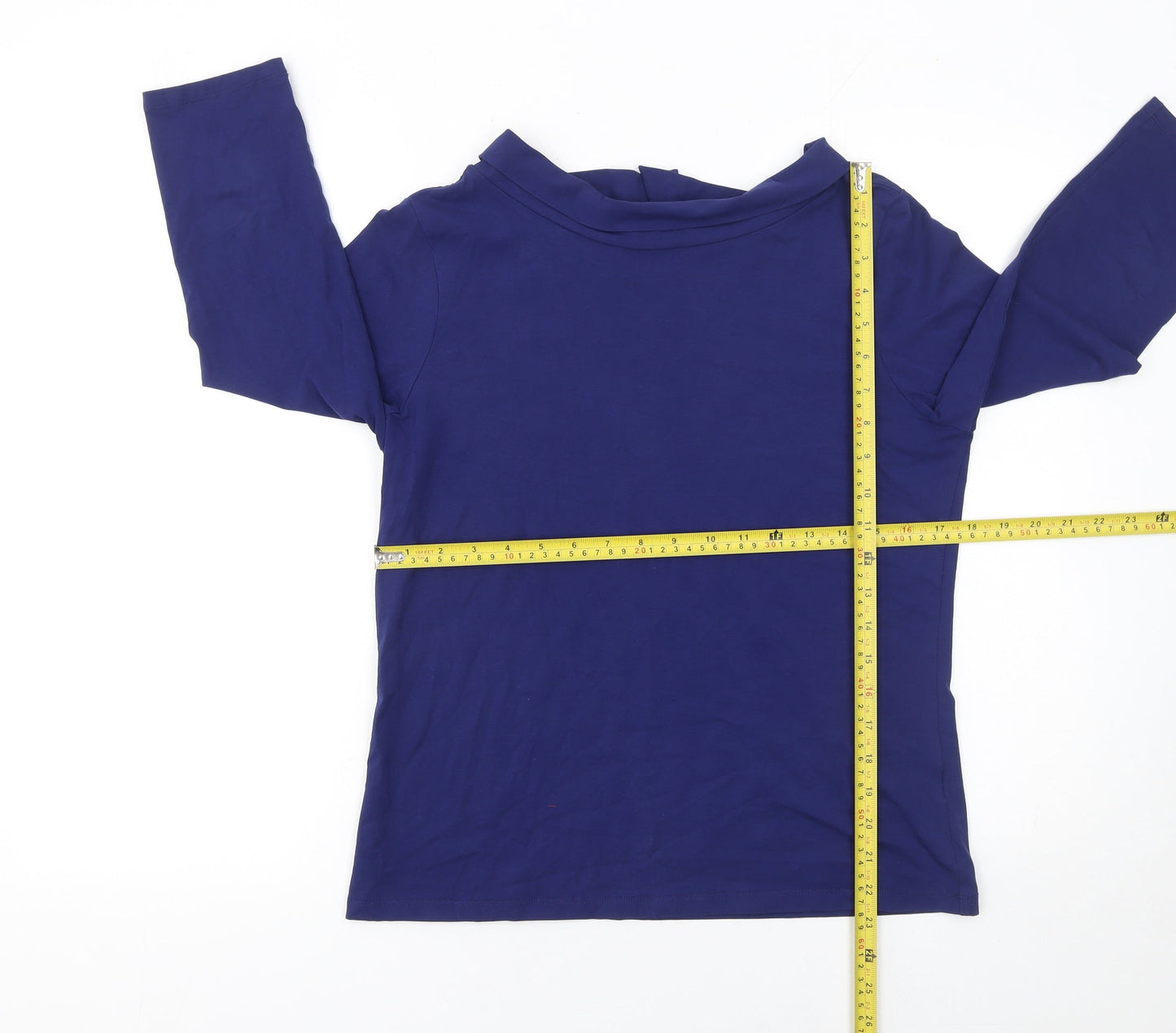 Hobbs Women Blue 3/4 Sleeve Boat Neck Cotton Jersey Blouse M