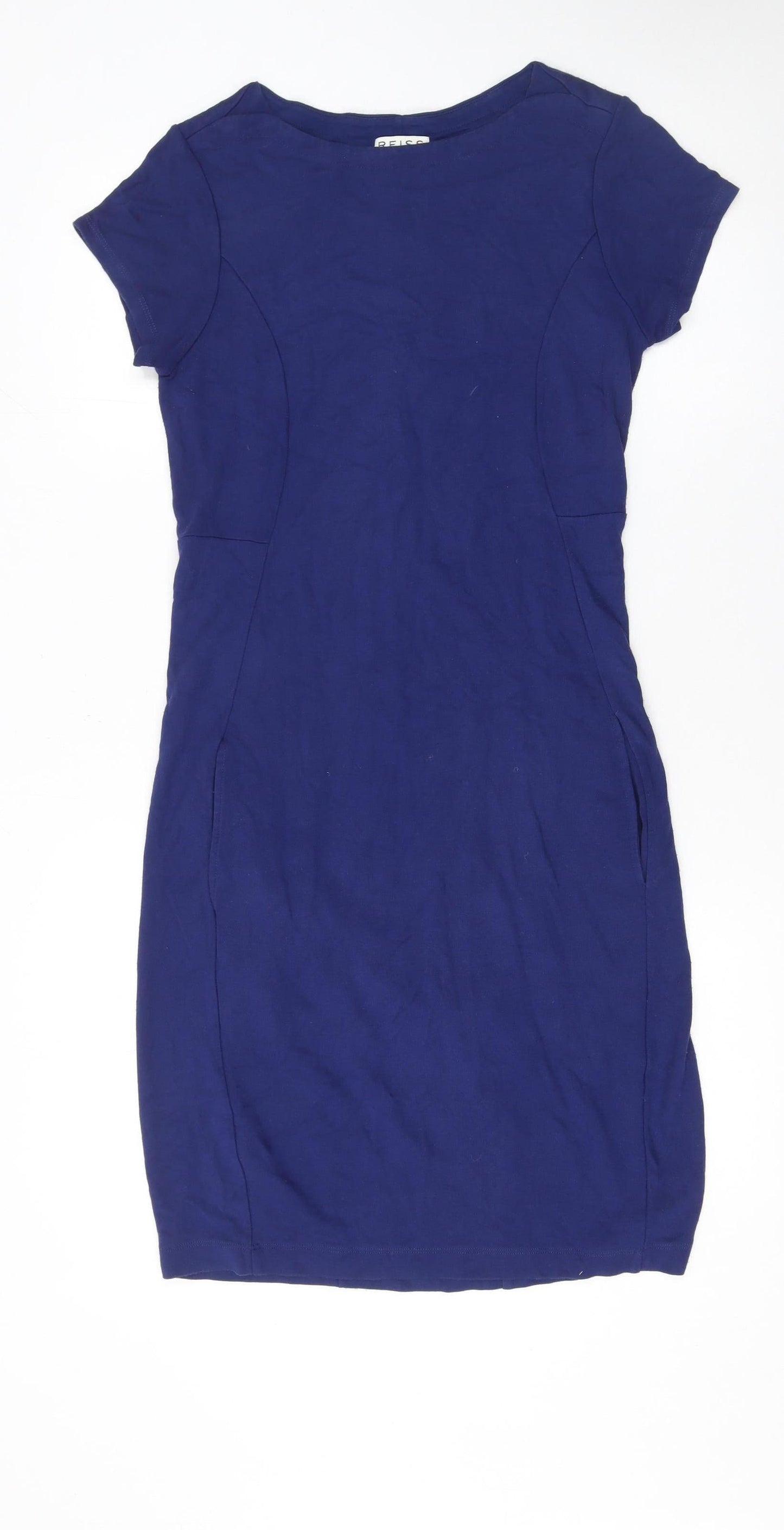 Reiss Women Blue Short Sleeve Bodycon Dress Size S
