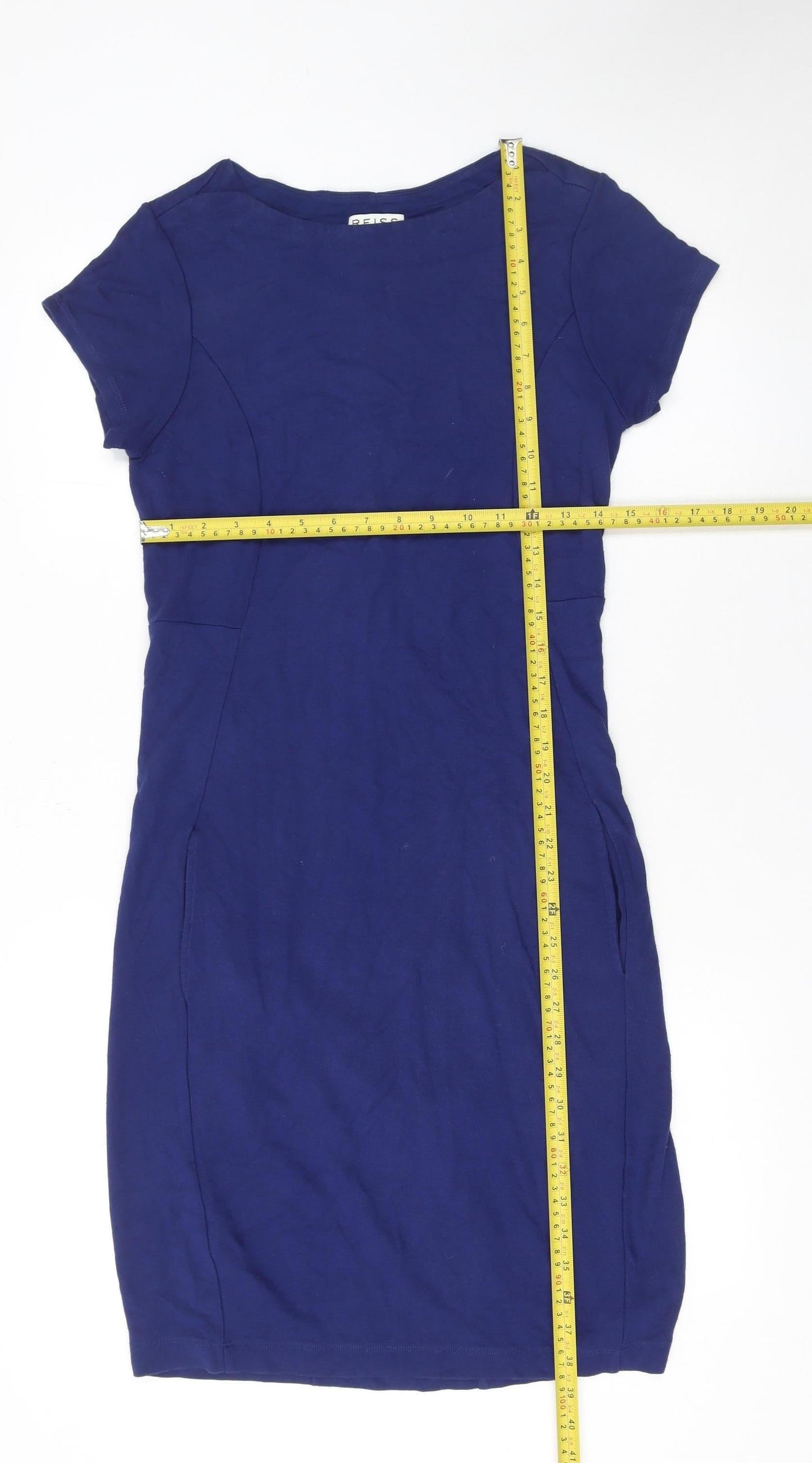 Reiss Women Blue Short Sleeve Bodycon Dress Size S