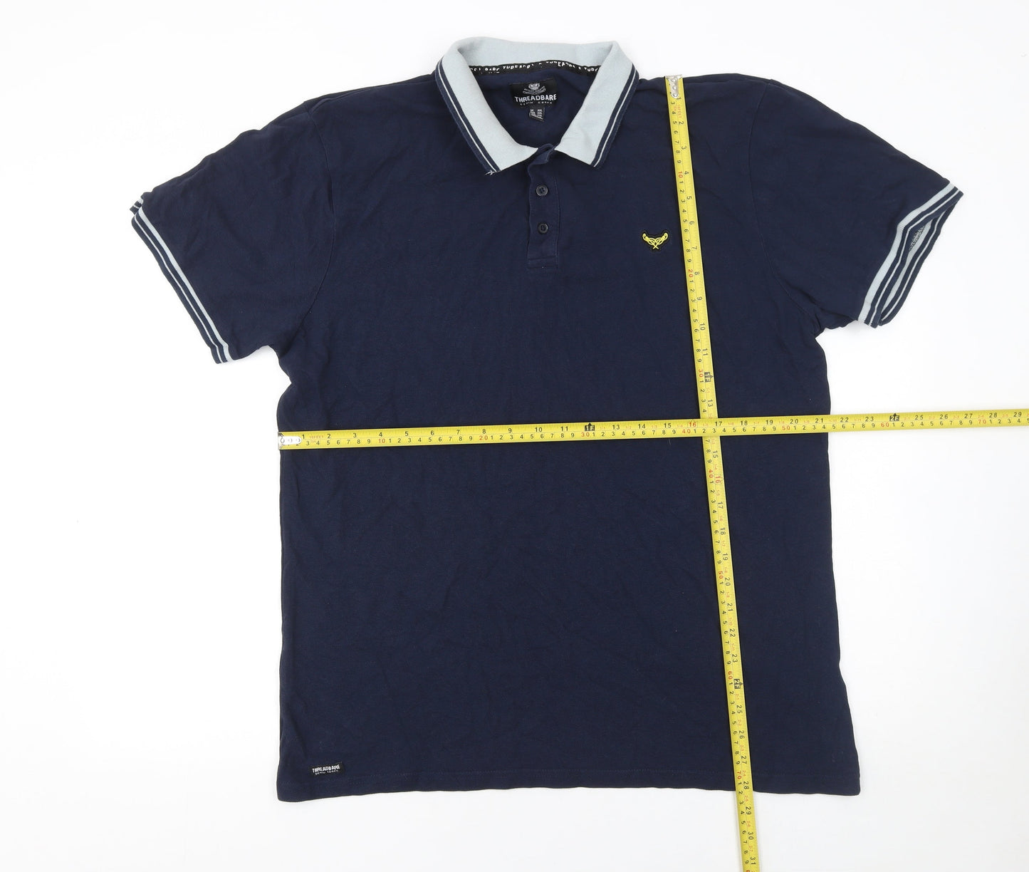 Threadbare Men's Blue 2XL Cotton Polo Shirt Classic Casual