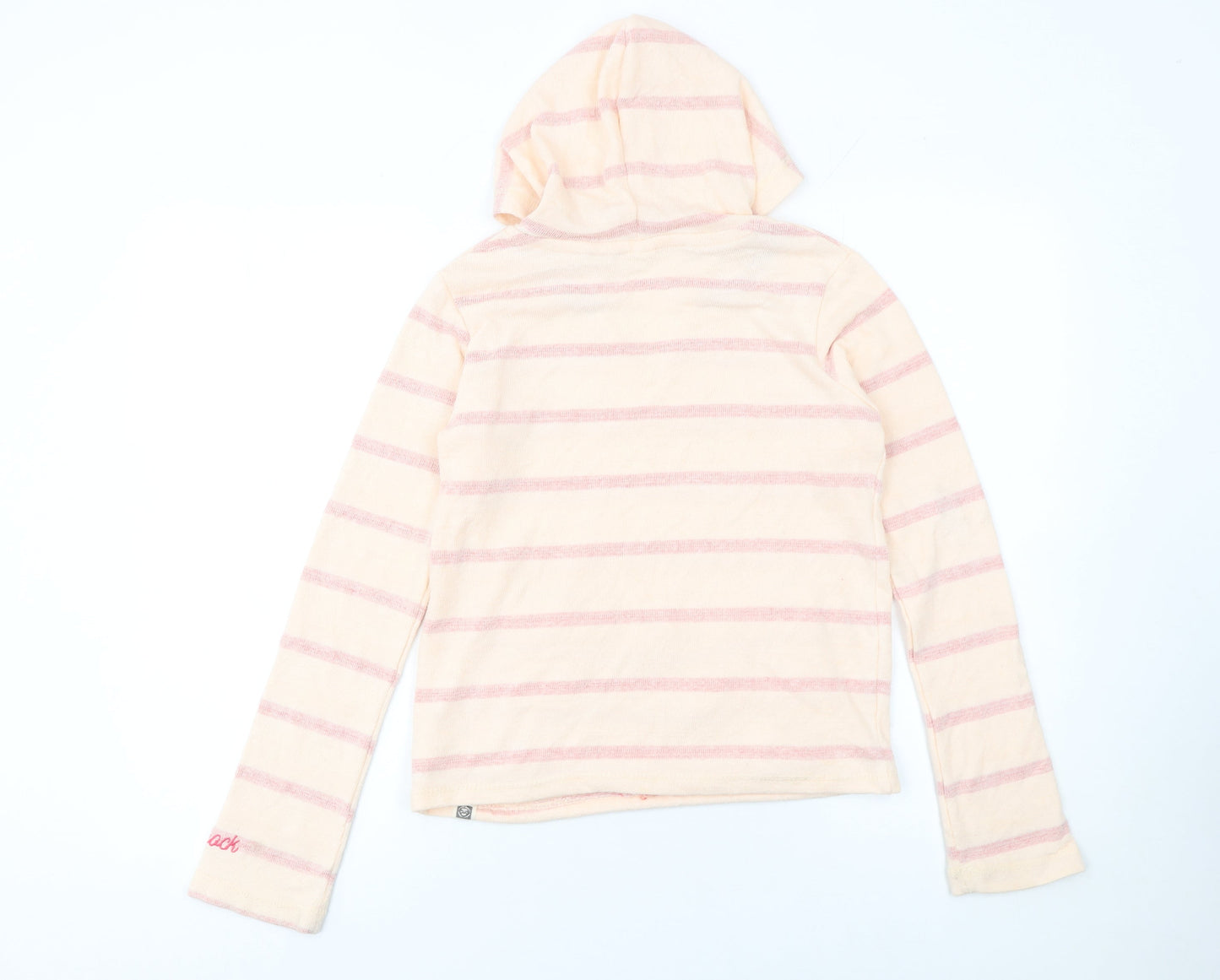 Saltrock Girls Beige Pink Striped Pullover Hoodie 11-12 Years Cotton Blend