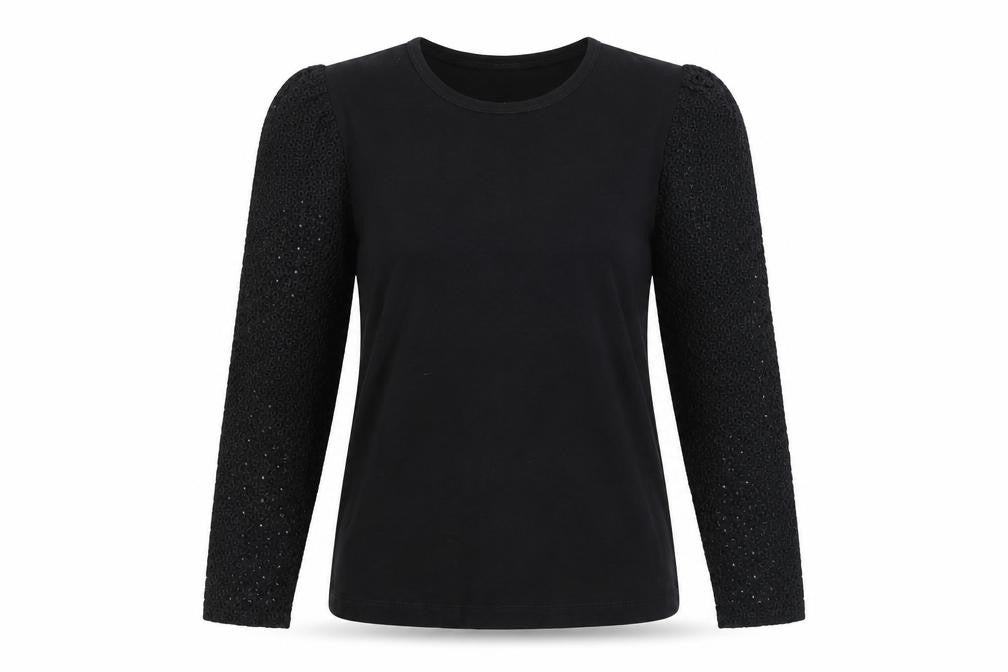 Whistles Womens Black Long Sleeve Cotton Top Size S