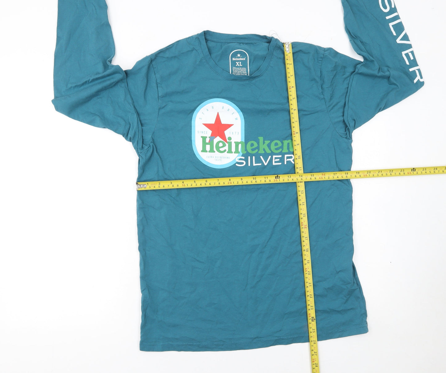 Heineken Silver Blue XL Men's Long Sleeve Graphic Cotton T-Shirt