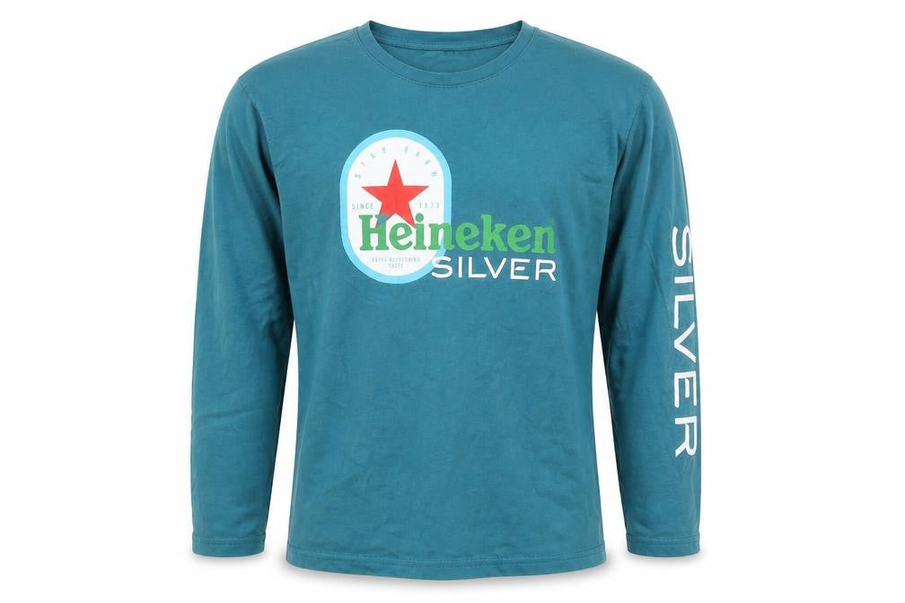 Heineken Silver Blue XL Men's Long Sleeve Graphic Cotton T-Shirt