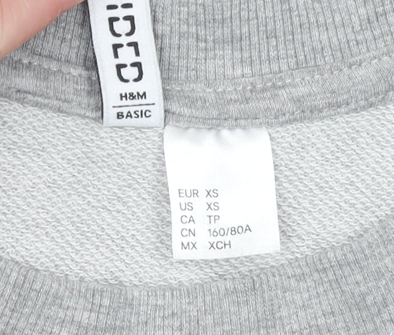 H&M Women’s Grey XS Pullover Sweatshirt Cotton Blend Basic