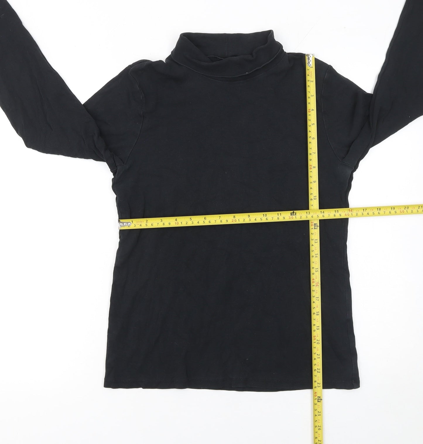 UNIQLO Women's Black Long Sleeve Roll Neck Cotton Top M