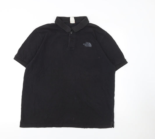 The North Face Mens Black Cotton Polo Shirt Size L Regular Fit