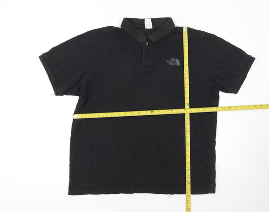 The North Face Mens Black Cotton Polo Shirt Size L Regular Fit