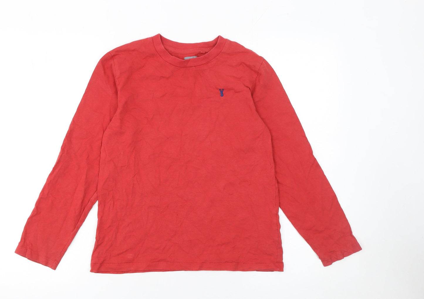 Next Boys Red Long Sleeve Cotton Crew Neck Basic T-Shirt 11 Years